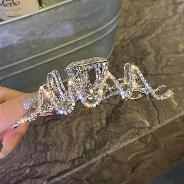 Pinza para el pelo con forma de cangrejo y perlas de cristal