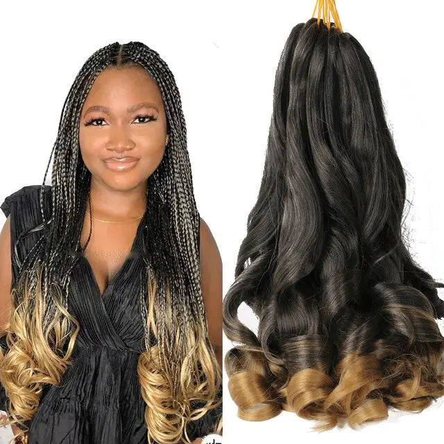 Trenza de cabello sintético con rizos franceses