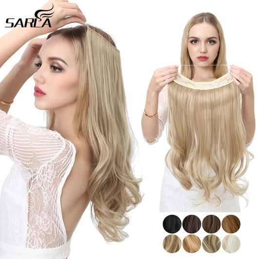 Extensiones de cabello sintético con ondas ombré y hilo de pescar