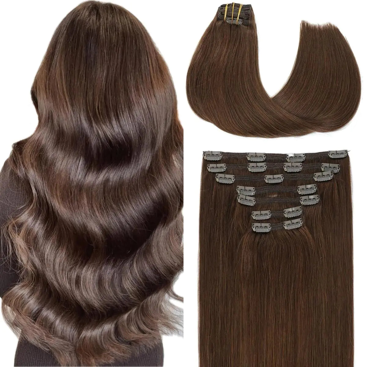 Chocolate Brown Clip in Extensions | 140g - 14in - 7Pcs