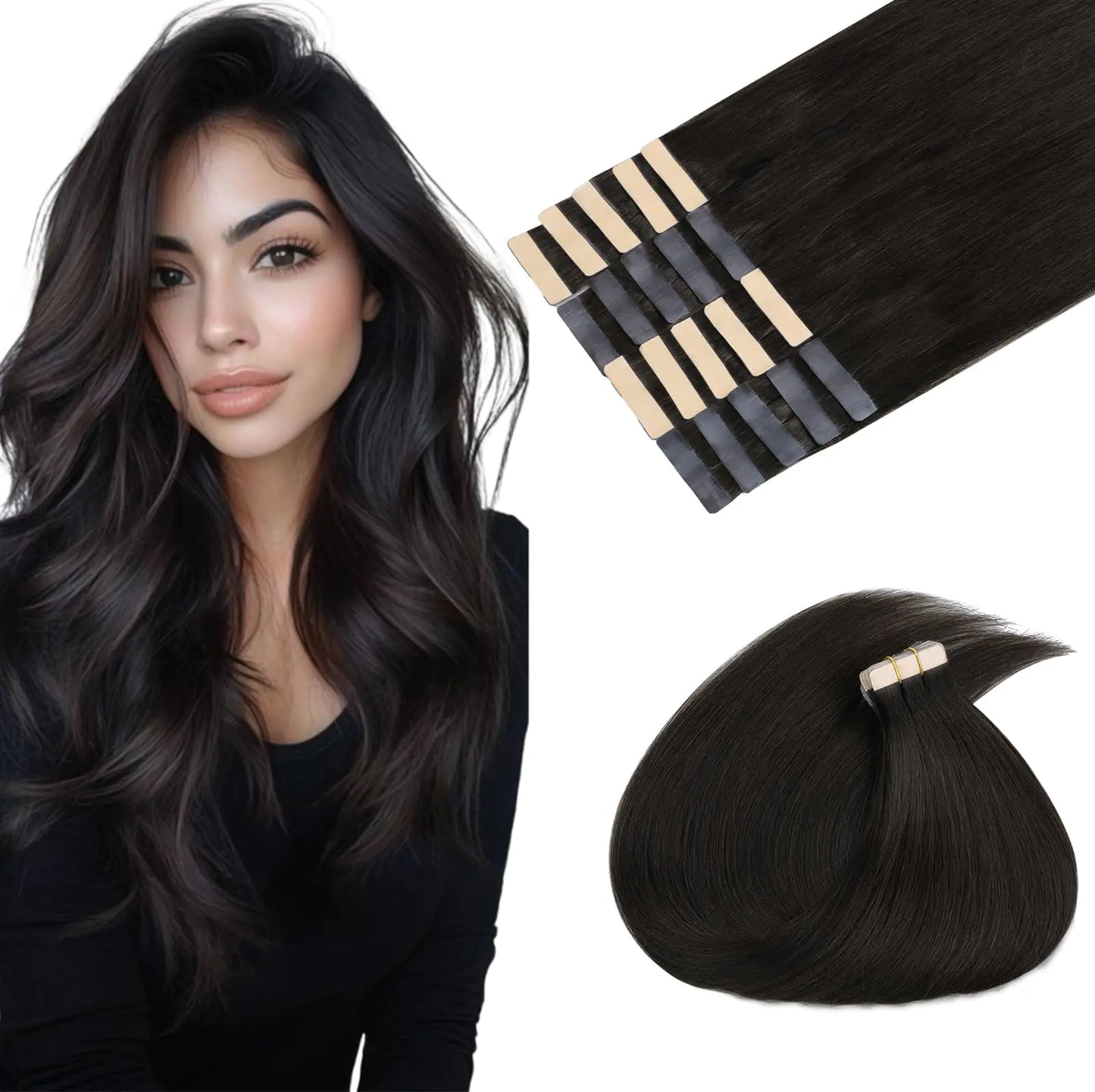 Tape in Remy Human Hair Extensions | Dark Brown | 16 Inch - 50g - 20pcs