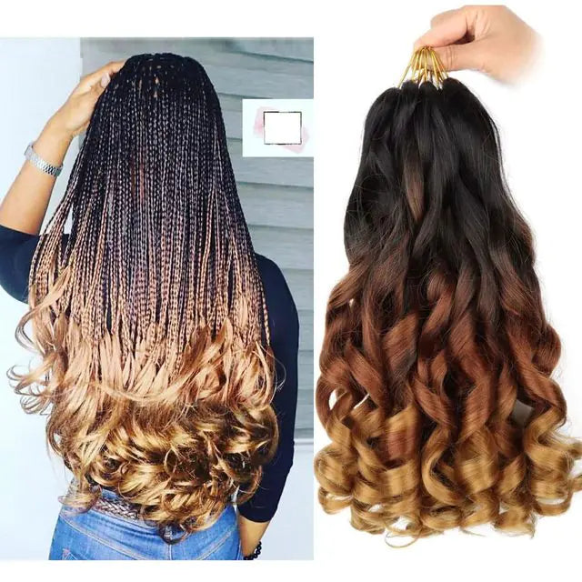 Trenza de cabello sintético con rizos franceses