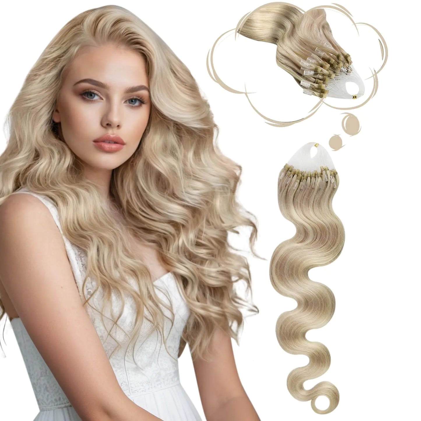 Micro Loop Hair Extensions | Ash Blonde with Blonde | 22inch - 50g