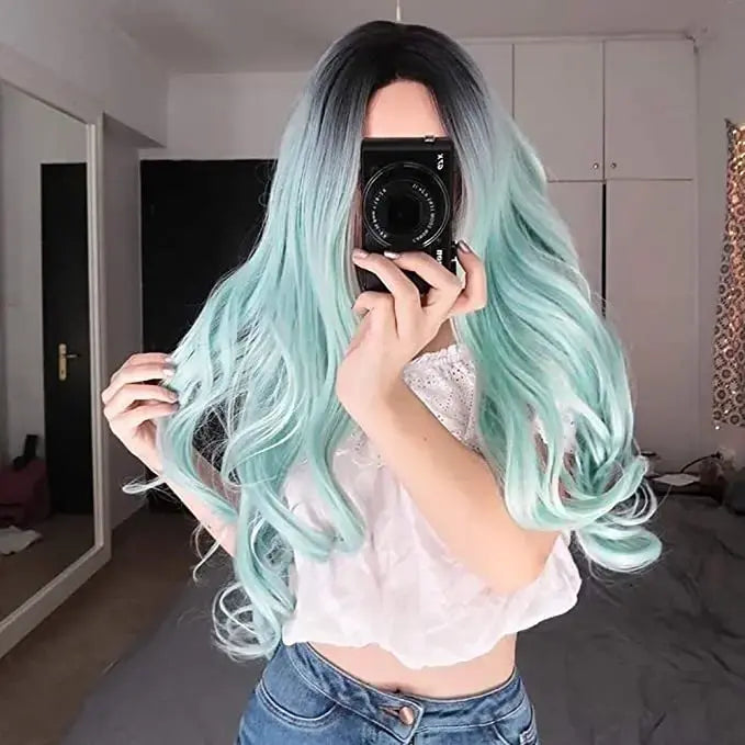 Ombre Long Silver Wig