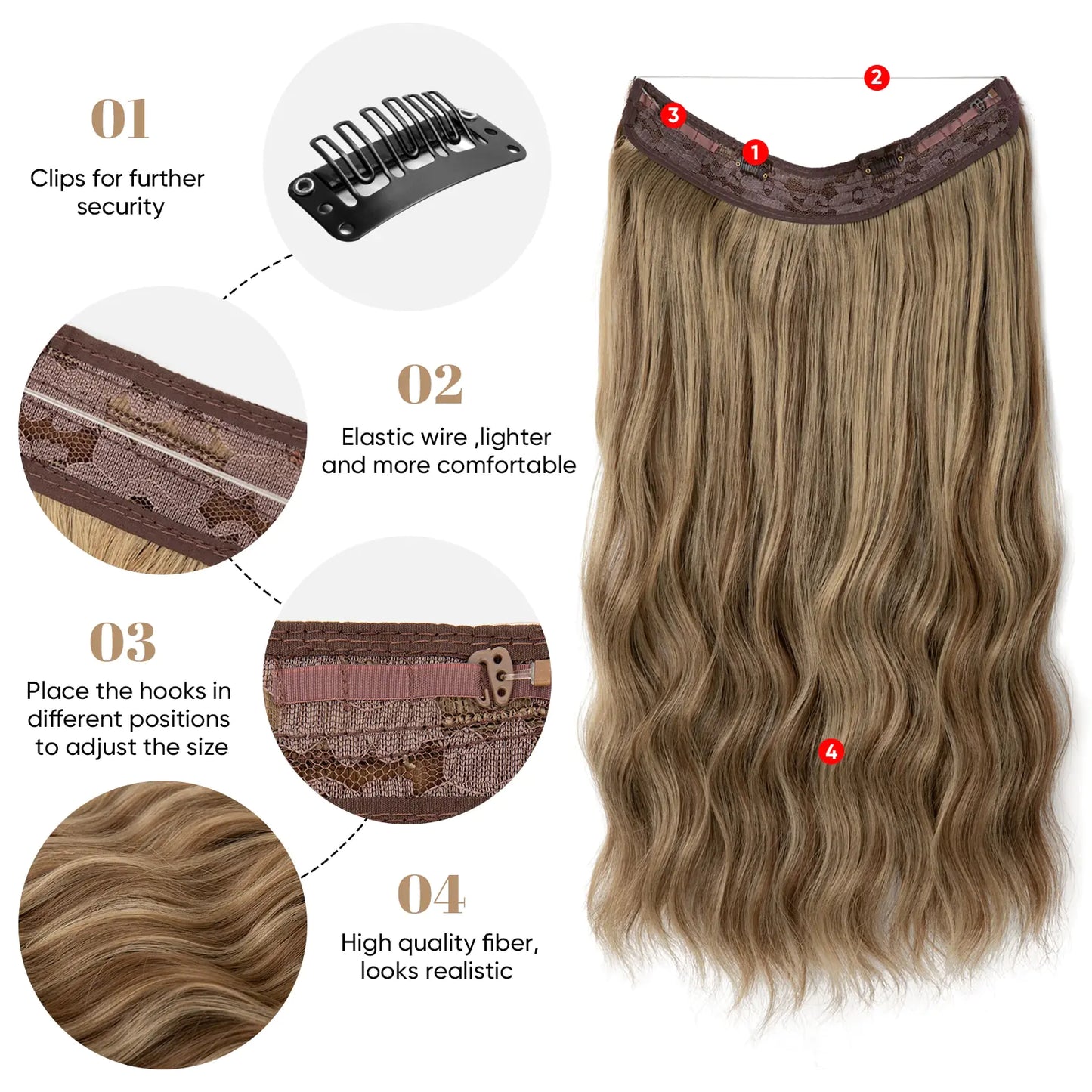 Extensiones de cabello ondulado sintético