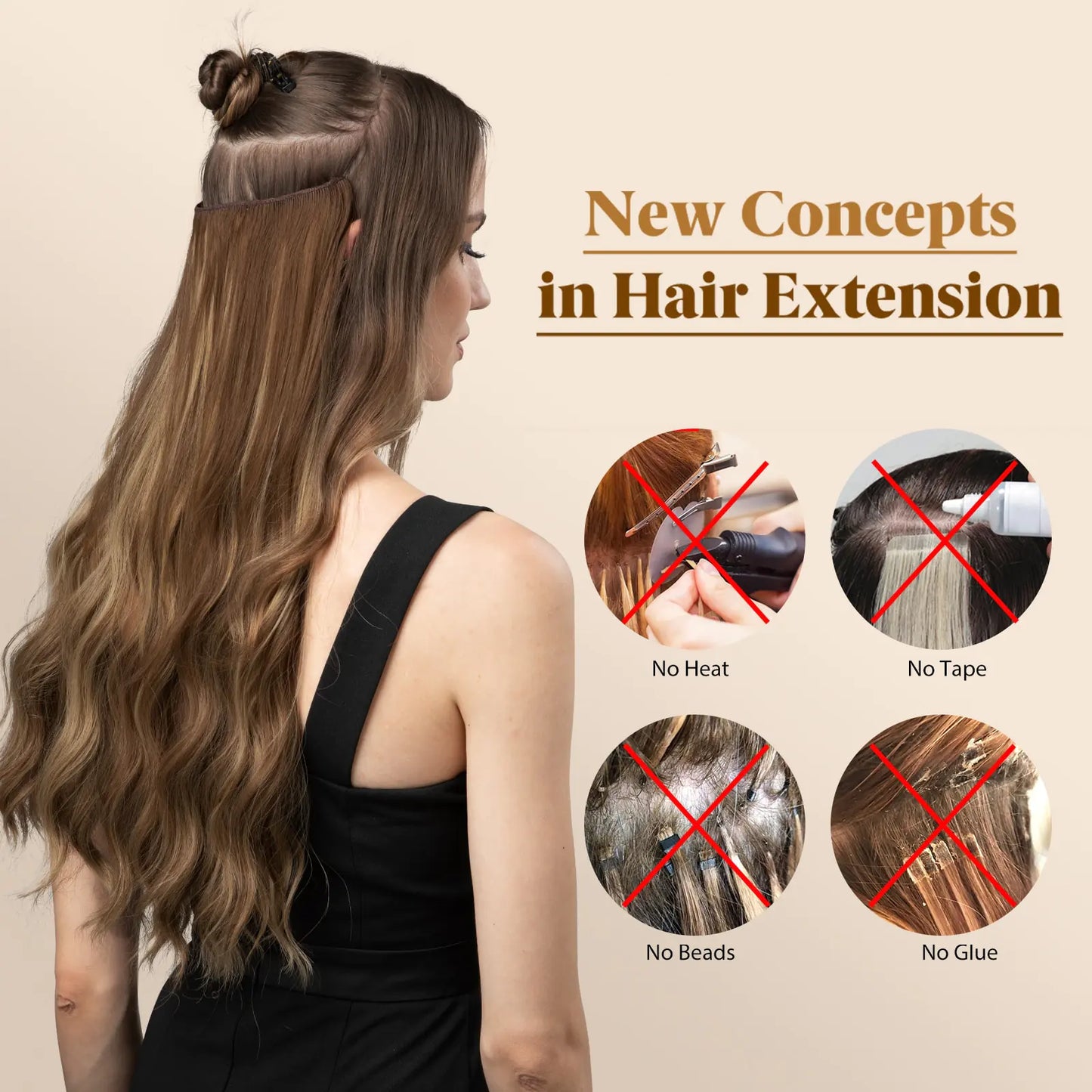 Extensiones de cabello ondulado sintético